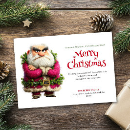 Crazy grumpy Santa editable custom holiday card Feiertagskarte