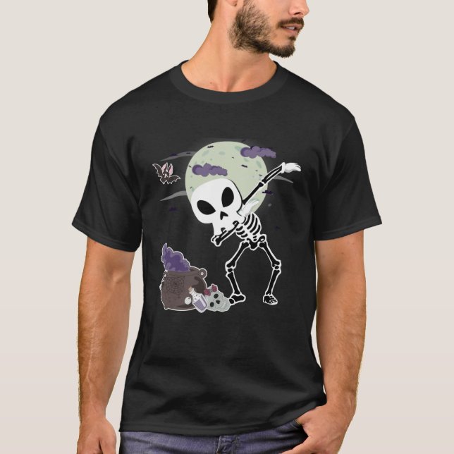 Crazy Halloween Alien Skull Dab Kids Skeleton Dabb T-Shirt (Vorderseite)