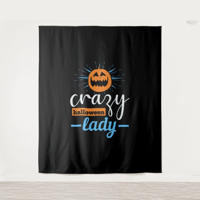 Crazy Halloween Lady Funloween Wandteppich (Vorderseite)