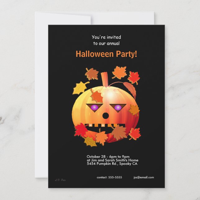 Crazy Halloween Pumpkin Einladung (Vorderseite)