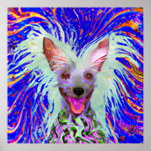 Crazy Happy Chinese Crested Art Portrait