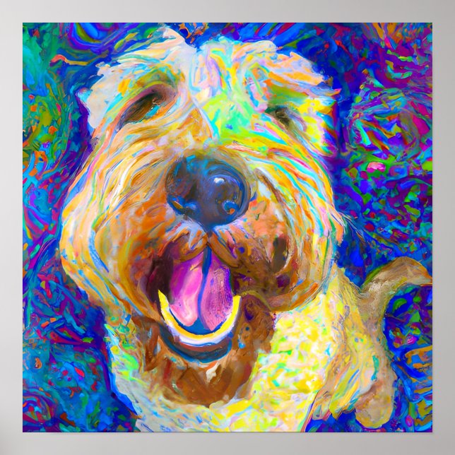 Crazy Happy Wheaten Terrier Dog Portrait Poster (Vorne)