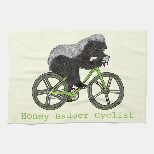 Crazy Honey Badger Rad Geschirrtuch (Horizontal)