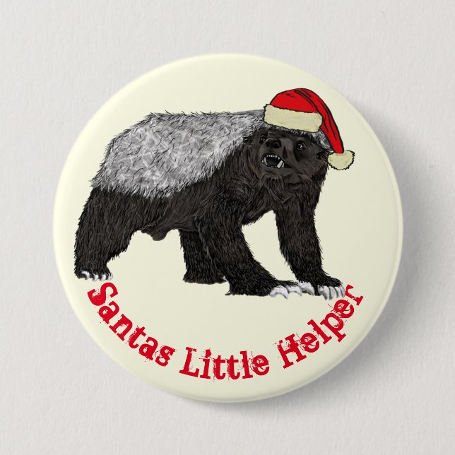 Crazy Honey Badger Santa Funny Quote Button (Vorderseite)