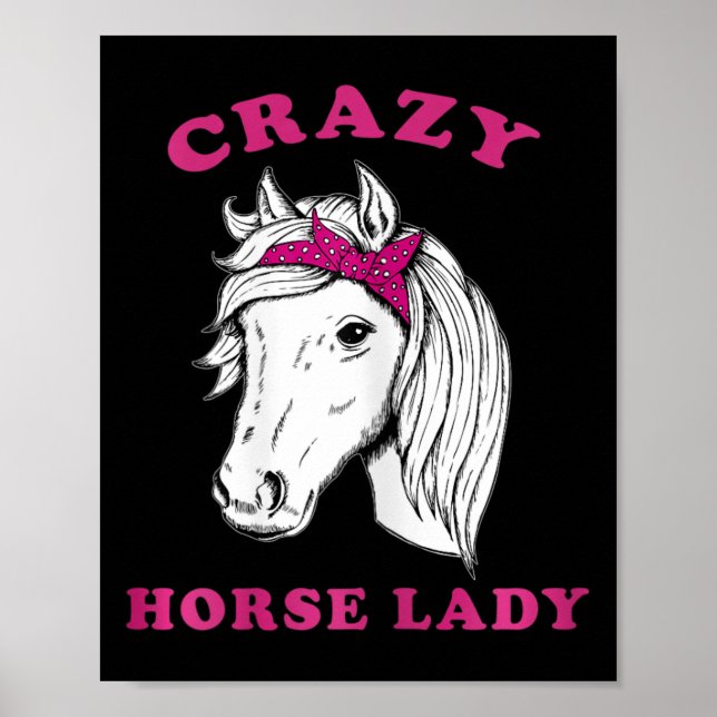 Crazy Horse Lady Reitsport Pferde Spaß Poster (Vorne)
