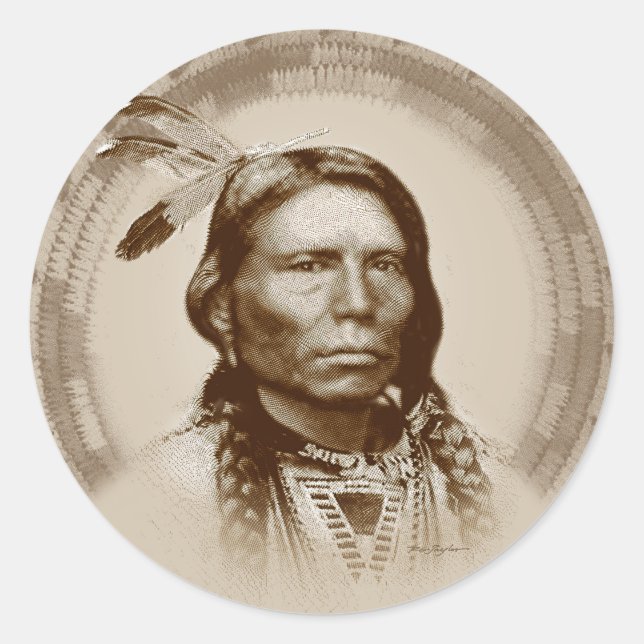 Crazy Horse Runder Aufkleber (Vorderseite)