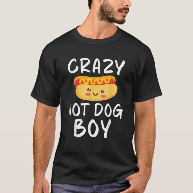 Crazy Hot Dog Boy Hot Dog Lover T-Shirt (Vorderseite)