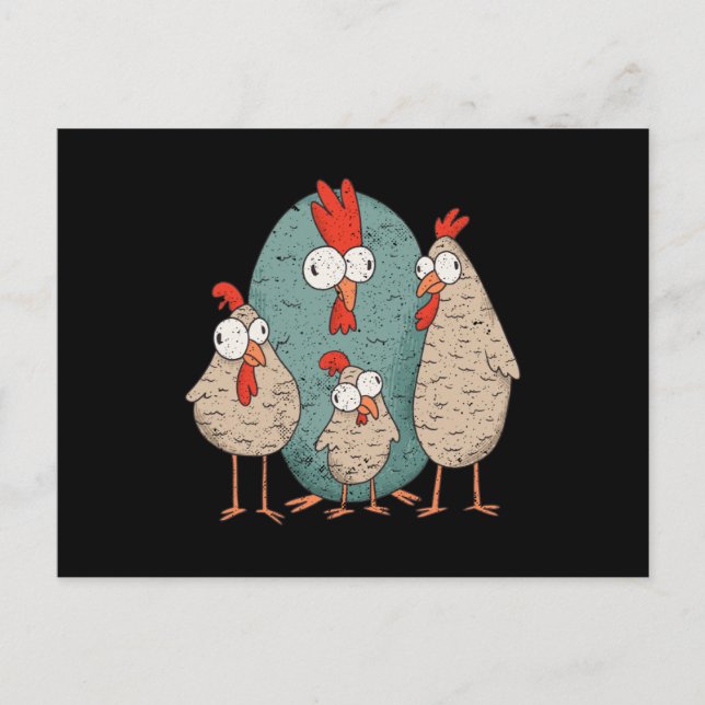 Crazy Huhn Postkarte (Vorderseite)