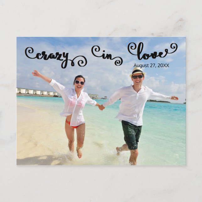 Crazy in Love - Speichern Sie die Date Post Card Ankündigungspostkarte (Vorderseite)