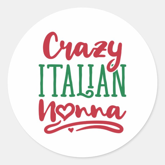 Crazy Italian Nonna Runder Aufkleber (Vorderseite)