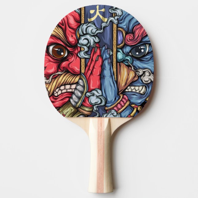 Crazy Japan Samurai Dragon Graffiti Tischtennis Schläger (Vorderseite)