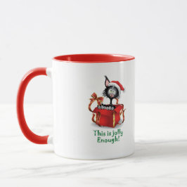 Crazy Jolly Black Christmas Cat Tasse