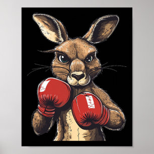 Crazy Kangaroo mit Boxhandschuhen für einen wilden Poster
