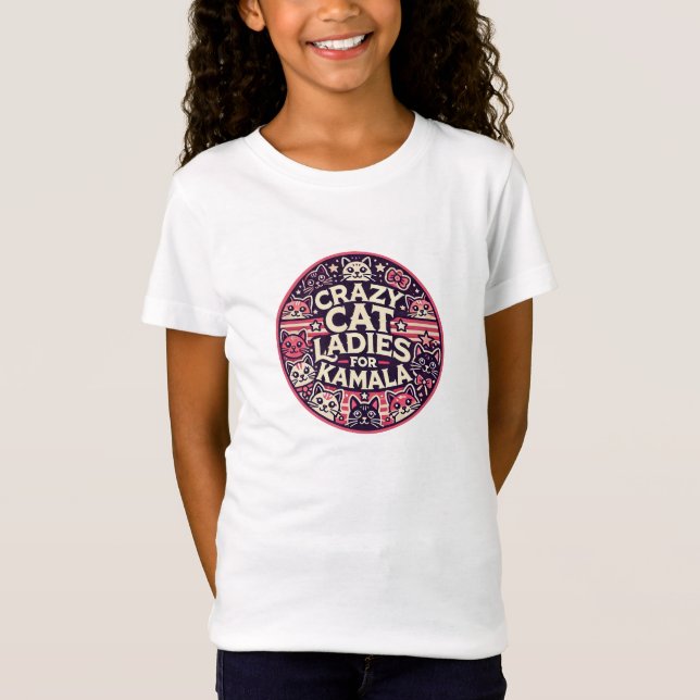Crazy Katze Ladys für Kamala! T-Shirt (Vorderseite)