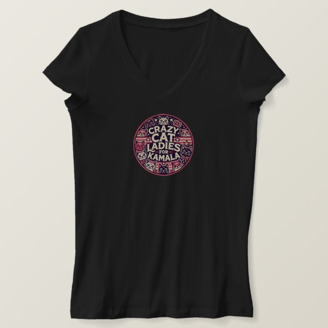 Crazy Katze Ladys für Kamala! T-Shirt (Design vorne)