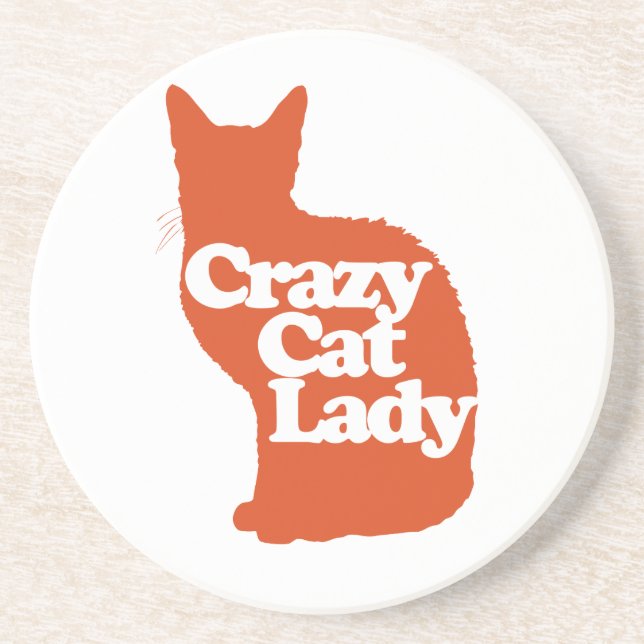 Crazy Katzenfrau Sandstein Untersetzer (Vorne)