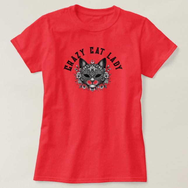 Crazy Katzenfrau T-Shirt (Design vorne)