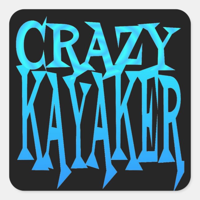 Crazy Kayaker Quadratischer Aufkleber (Vorderseite)