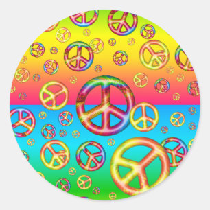 Crazy Kids Colors-Peace Out-Round Stickers