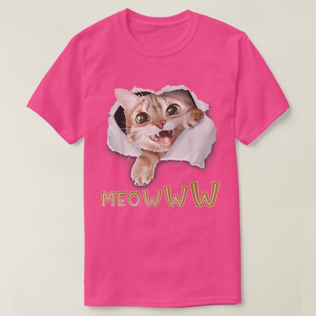 Crazy Kitten Torn Cloth Angry Cat Lover Cat Eigent T-Shirt (Design vorne)