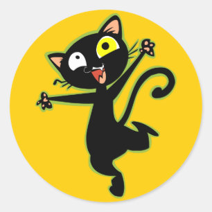 Crazy Kitty Stickers! Runder Aufkleber
