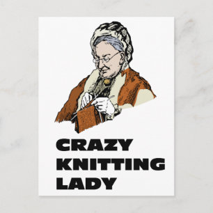 Crazy Knitting Lady Postkarte