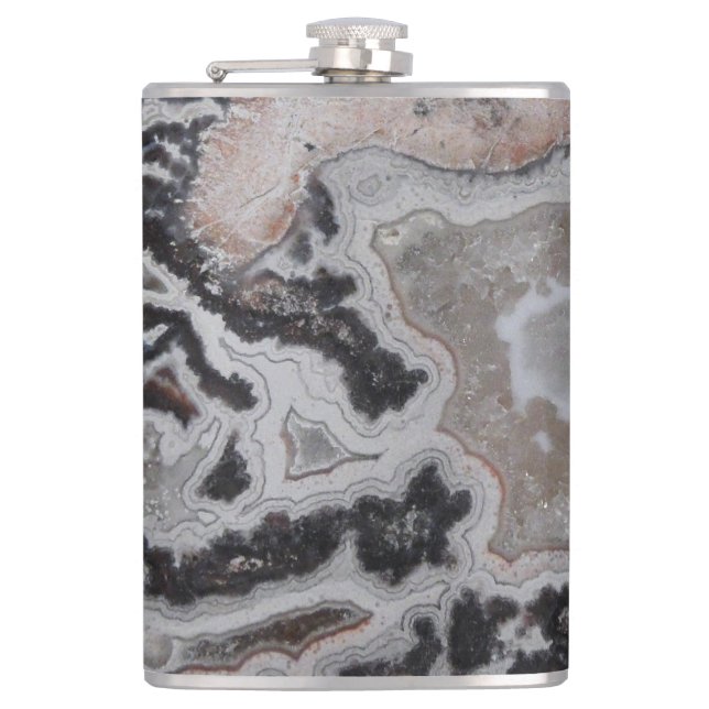 Crazy Lace Agate Gemstone Foto Flask Flachmann (Vorderseite)