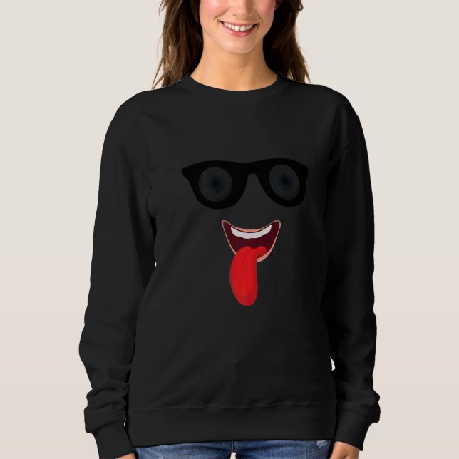 Crazy lächelnd Gesicht mit Brille Sweatshirt (Vorderseite)
