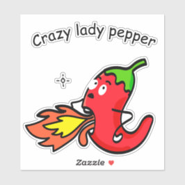 Crazy Lady Pepper Funny Red Chili Hot Vegetables Aufkleber