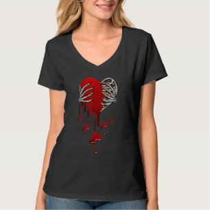 Crazy Liebe Hurt Broken Heart Pain Skeleton Bloody T-Shirt
