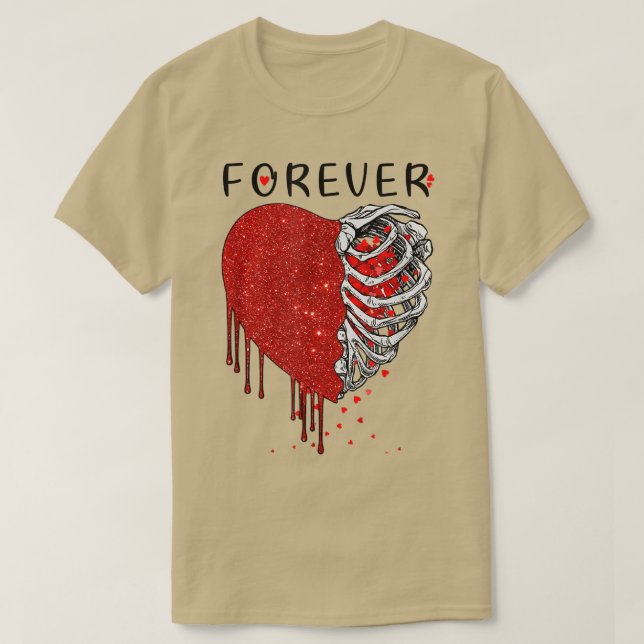 Crazy Liebe Hurt Broken Heart Pain Skeleton Bloody T-Shirt (Design vorne)