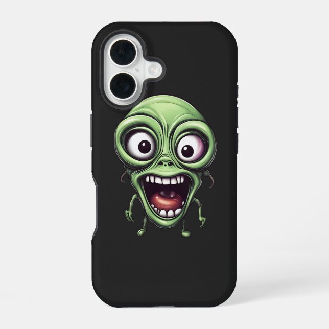 Crazy lustige Alien iPhone 16 Hülle (Rückseite)
