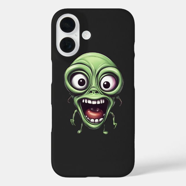 Crazy lustige Alien iPhone 16 Hülle (Rückseite)