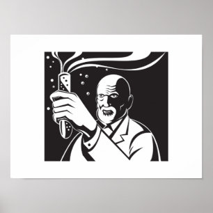 Crazy Mad Scientist Teströhre Poster