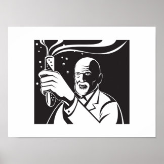 Crazy Mad Scientist Teströhre Poster