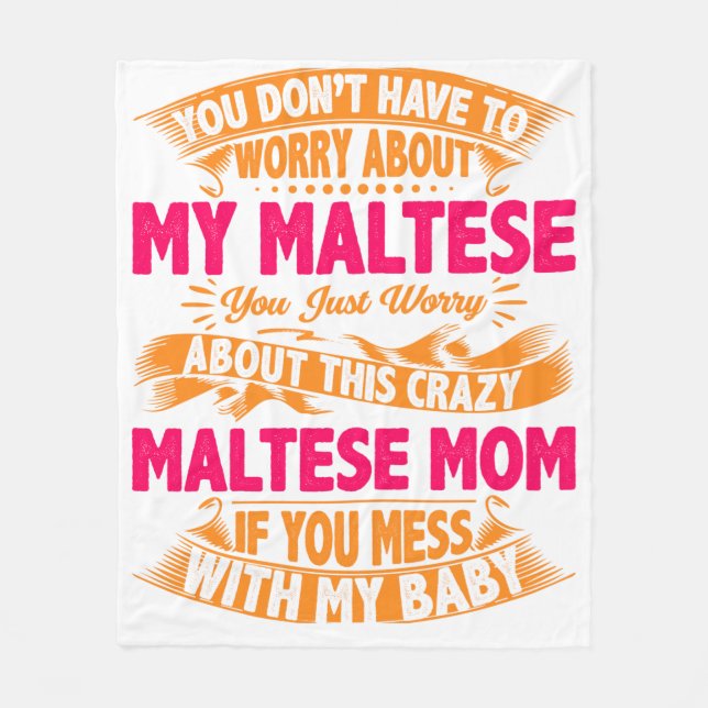 Crazy Maltese Mama Fleecedecke (Vorderseite)