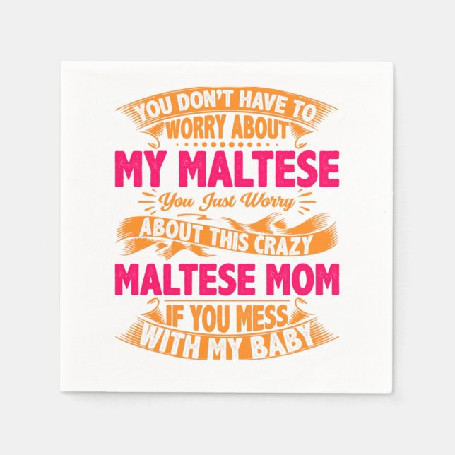 Crazy Maltese Mama Serviette (Vorderseite)