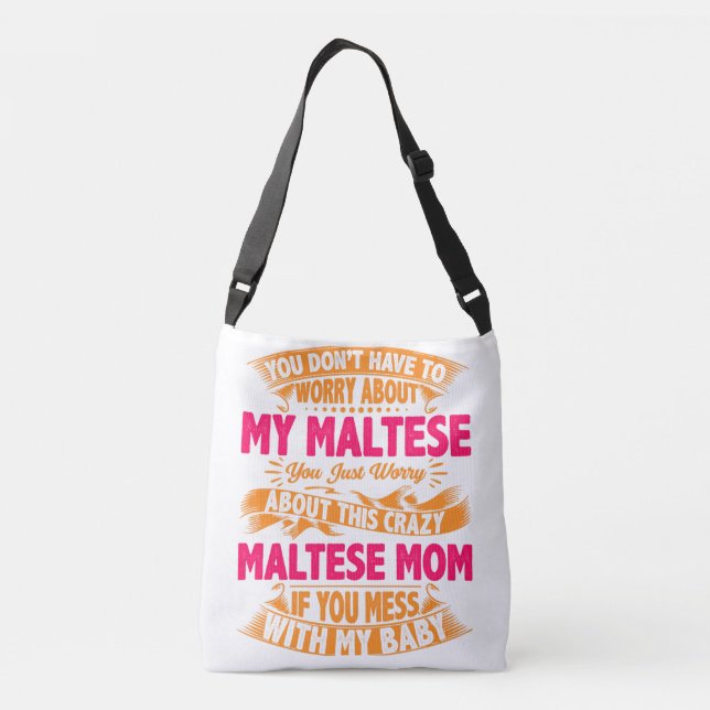 Crazy Maltese Mama Tragetaschen Mit Langen Trägern (Rückseite)