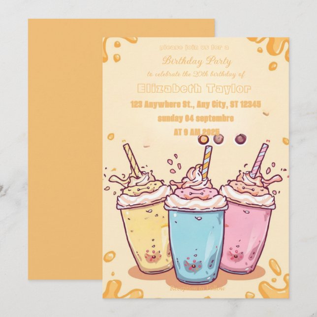 Crazy Milkshake Party Invitation – Colorful Sweet Einladung (Vorne/Hinten)