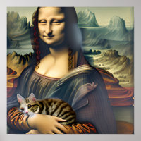Crazy Mona Lisa mit Kitty Cat Portrait Art