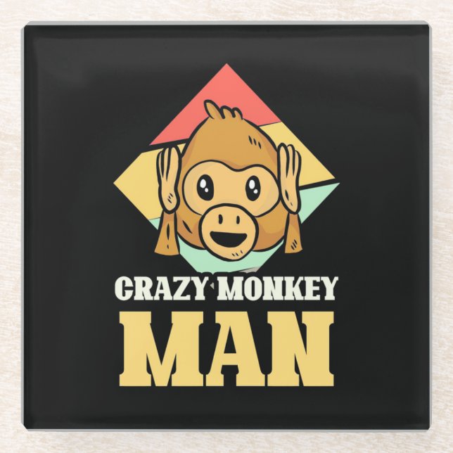 Crazy Monkey Man Glasuntersetzer (Vorderseite)