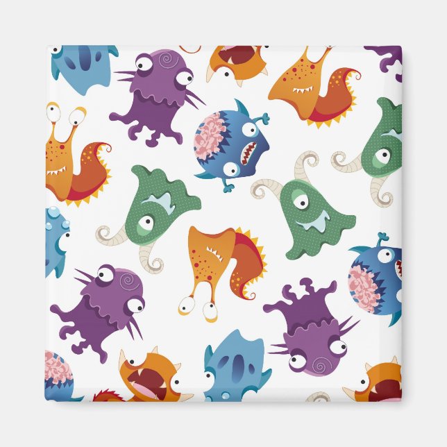 Crazy Monsters Spaß Farbenfrohe Muster für Kinder Magnet (Vorne)