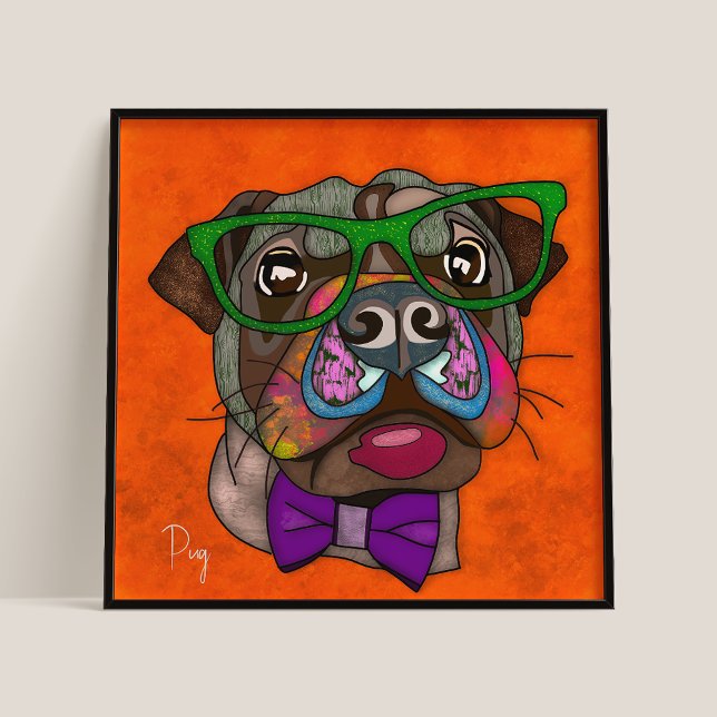 Crazy Mops Hund gesichtsbemalt Poster (Von Creator hochgeladen)