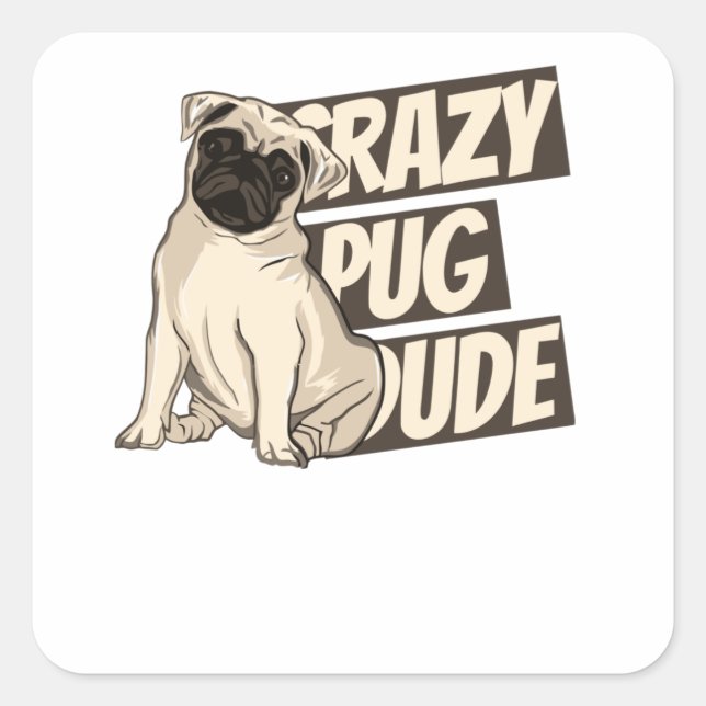 Crazy Mops Typ Quadratischer Aufkleber (Vorderseite)