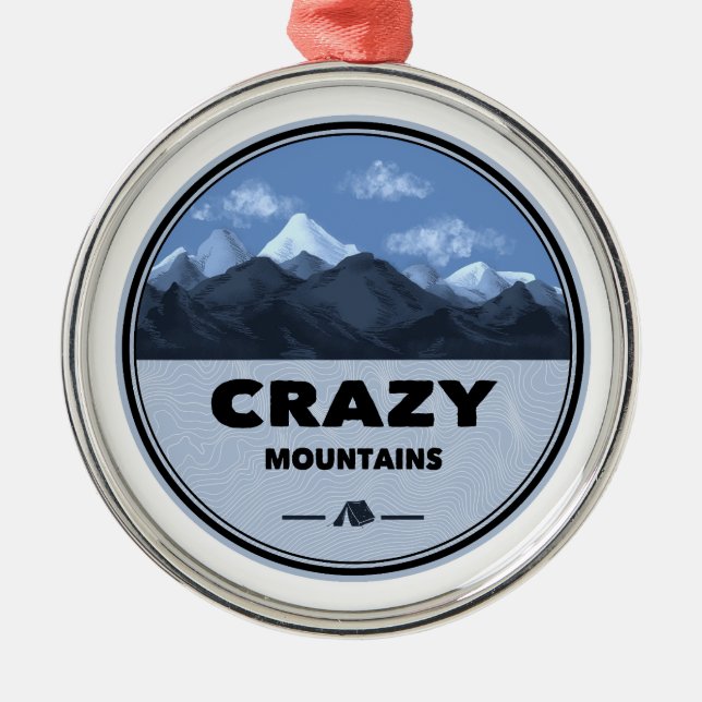 Crazy Mountains Montana Camping Ornament Aus Metall (Vorne)