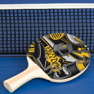 Crazy Music Black Yellow Graffiti Splitter ganz St Tischtennis Schläger