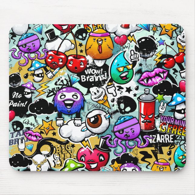 Crazy Obstbäume und Gemüse Graffiti Art Mousepad (Vorne)