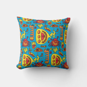 Crazy Ocean Creatures and Yellow Submarine Silver Kissen