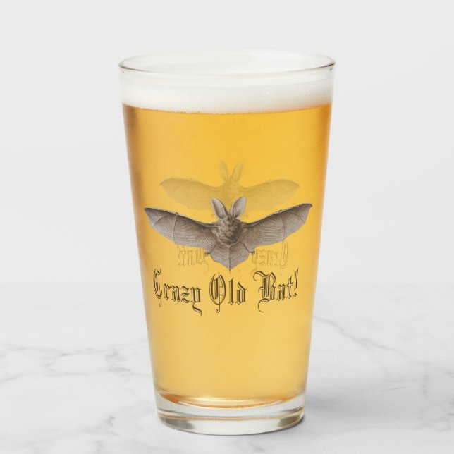 Crazy Old Bat Funny Batty Spaß für komische Frauen Glas (Vorne (Gefüllt))