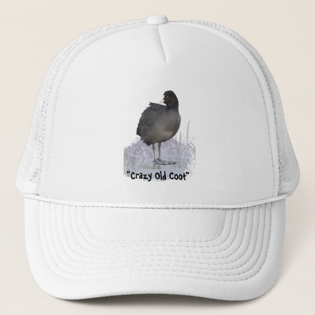 "Crazy Old Coot" Old Age Fun Coot Bird Art Zitat Truckerkappe (Vorderseite)